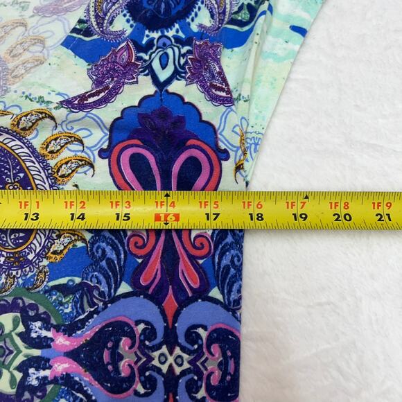 Lascana for Venus Women's V-Neck Pink/Blue/Purple Paisley Tunic Dress Size M - Picture 3 of 9